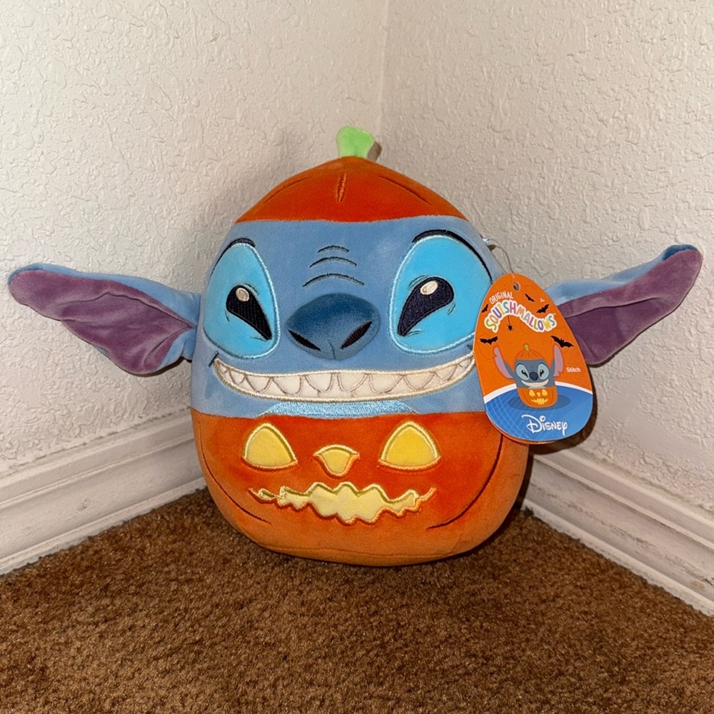 Disney Stitch Pumpkin Squishmallow Blue and Orange NWT 8”